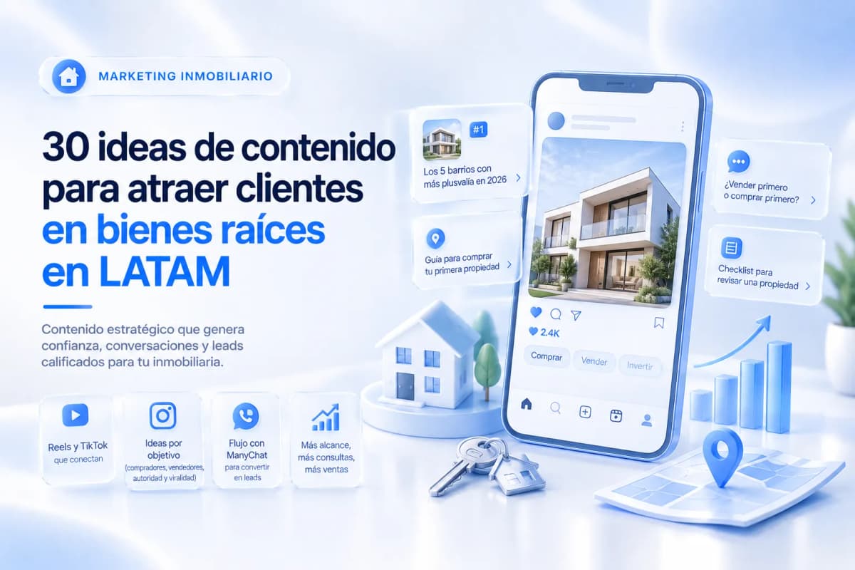 30 ideas de contenido para agentes inmobiliarios en Instagram y TikTok que generan consultas