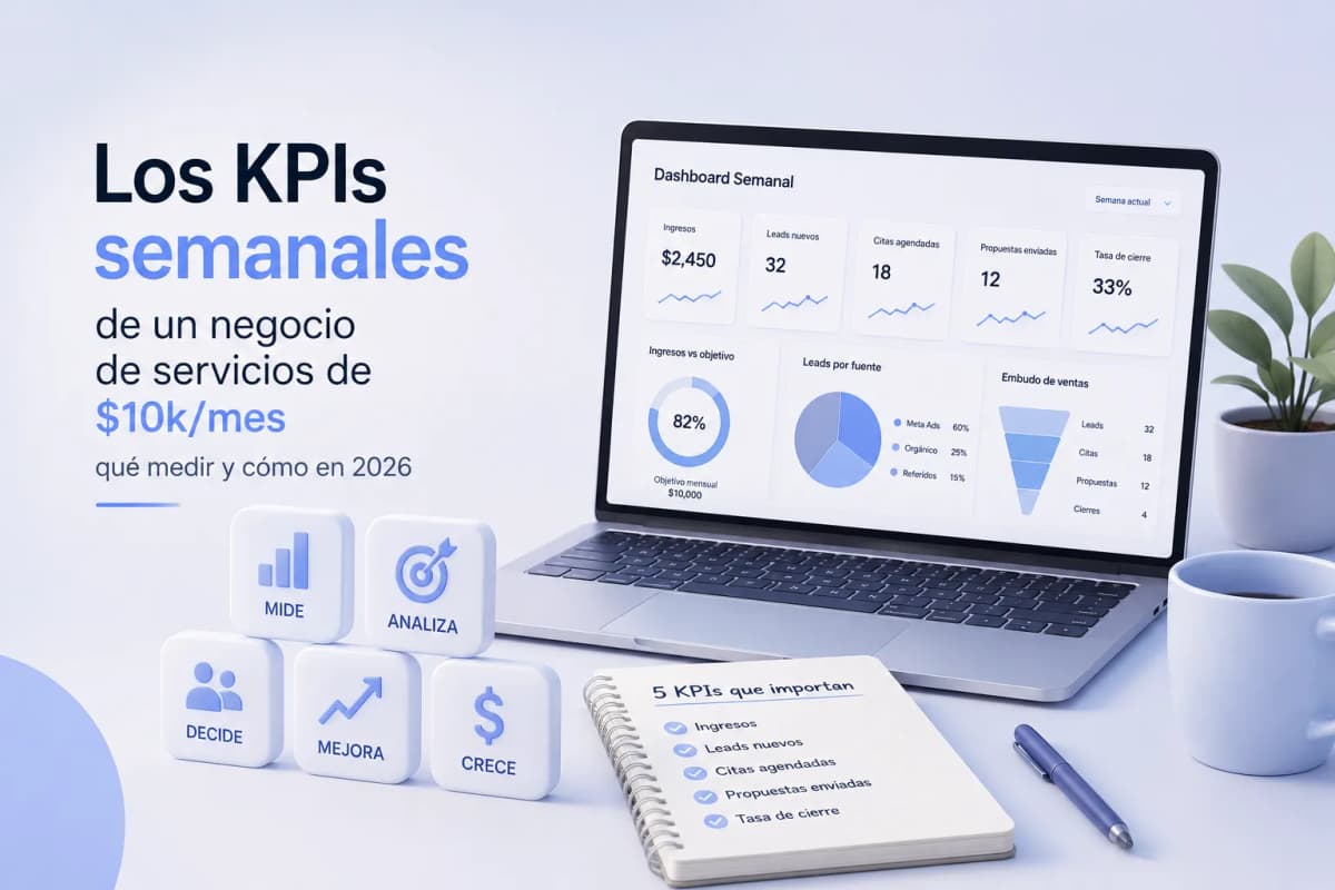 Los KPIs semanales de un negocio de servicios de $10k/mes: qué medir y cómo en 2026