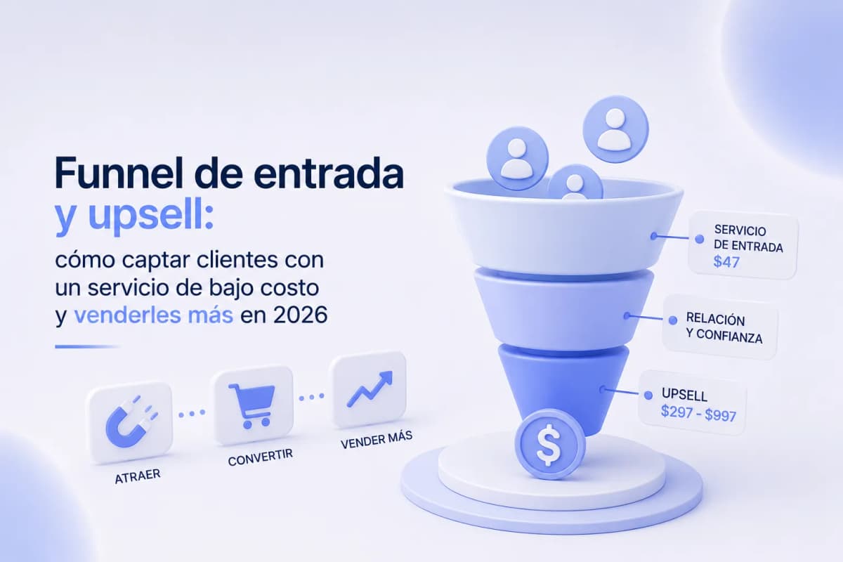 Funnel de entrada y upsell: cómo captar clientes con un servicio de bajo costo y venderles más en 2026